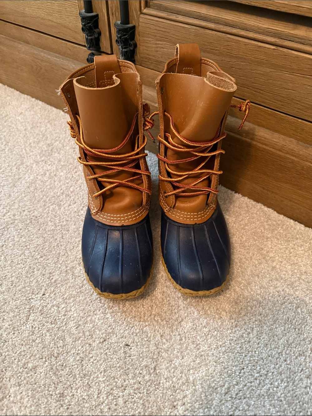 Women’s Brown and Navy Waterproof Winter Duck Boots